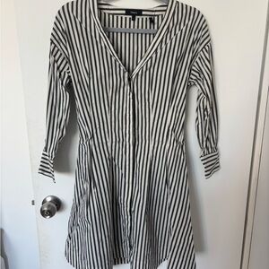 Theory Monochrome Striped V-Neck Dress